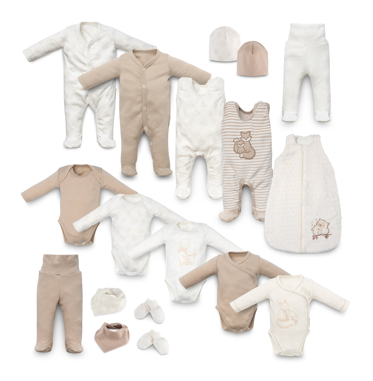 3 pcs long sleeve mid-snap sleepsuits