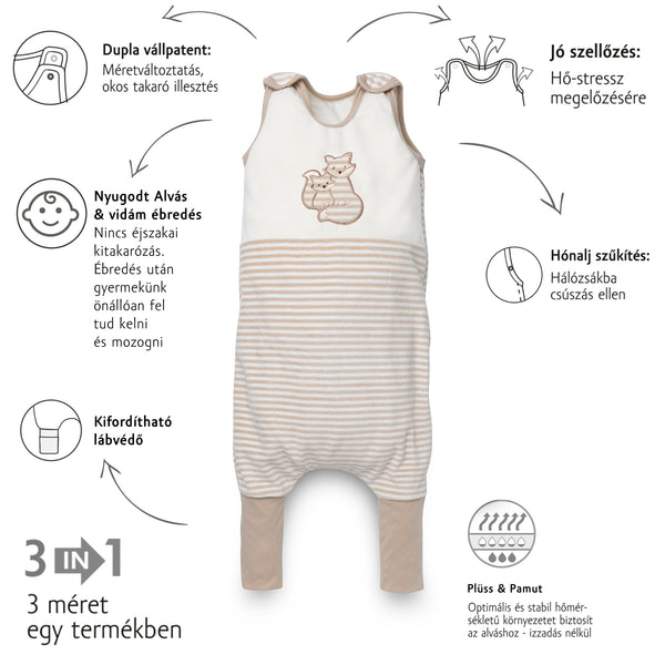 Toddler sleeping bag: Velour + Cotton (TOG 1)